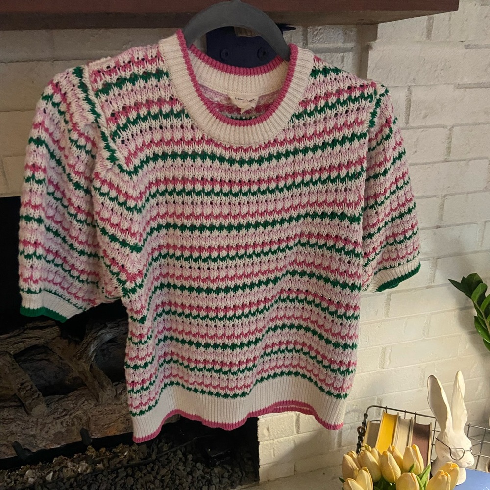 Easter/Spring Sweater!!!
Peach Love California Cream Sweater with Pink & Green
